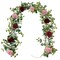 Anna's Whimsy 5.91FT Artificial Eucalyptus Garland with Flowers, Fake Rose Gypsophila Garland, Faux Floral Garland Greenery Garland for Wedding Home Party Craft Art Table Runner Decor (Dusty Pink, 1)